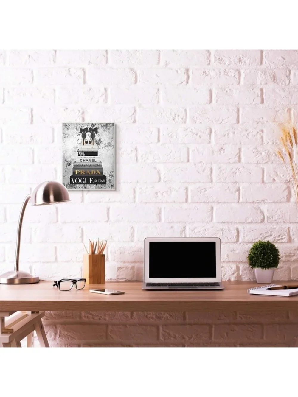 Chic Fashion Bookstack Wall Art Print, 10x15 Inch Mounted Plaque, Ready to Hang